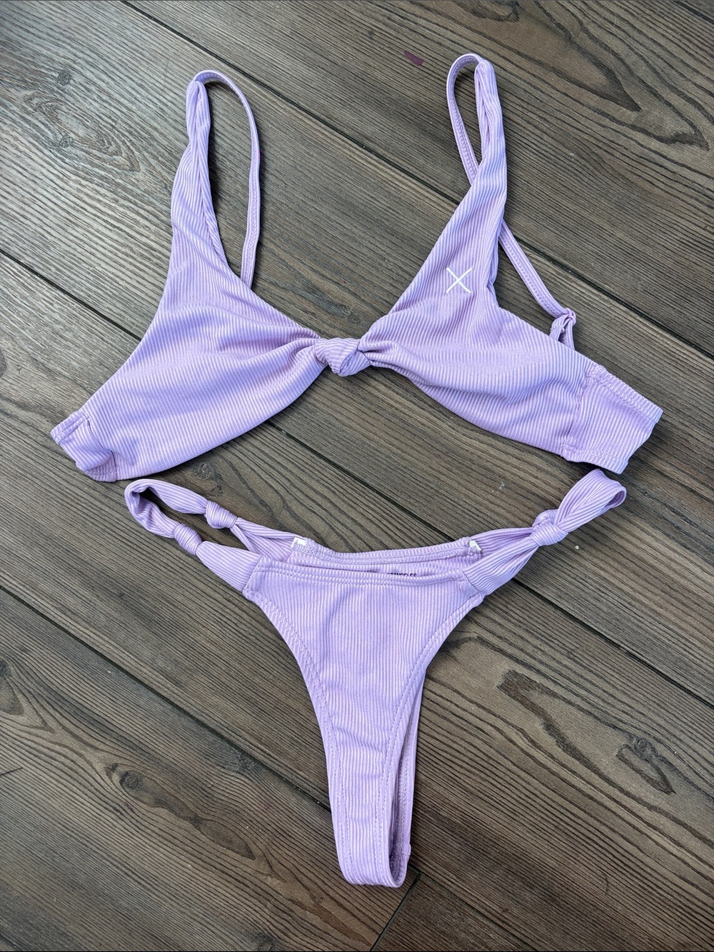 Boutine LA Lilac Ribbed Tie-Front Bikini Set